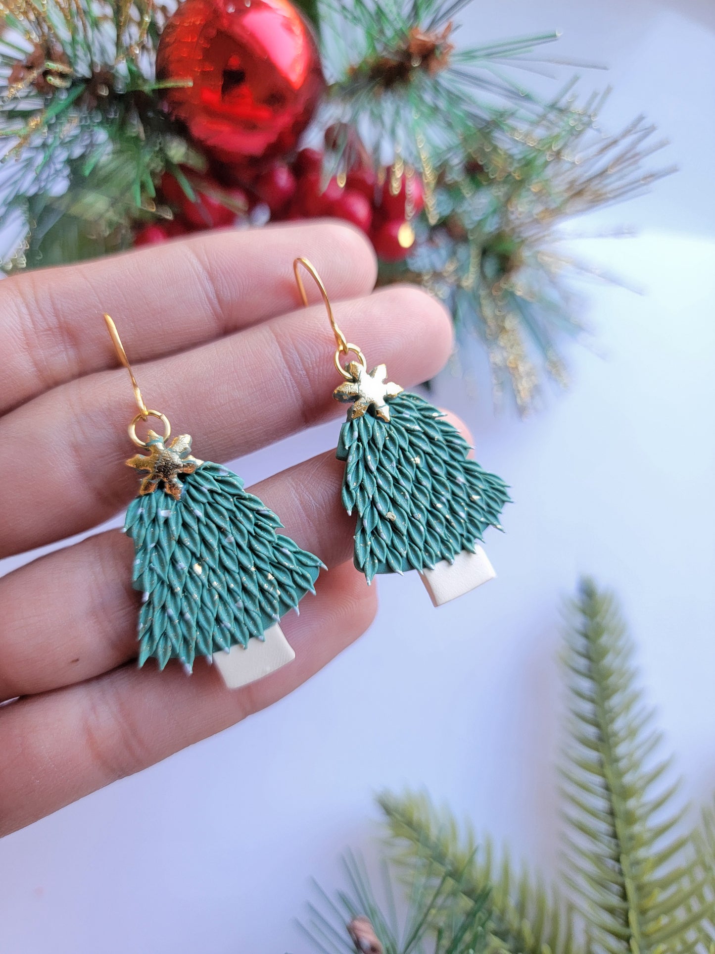 Detailed Christmas Tree Earrings