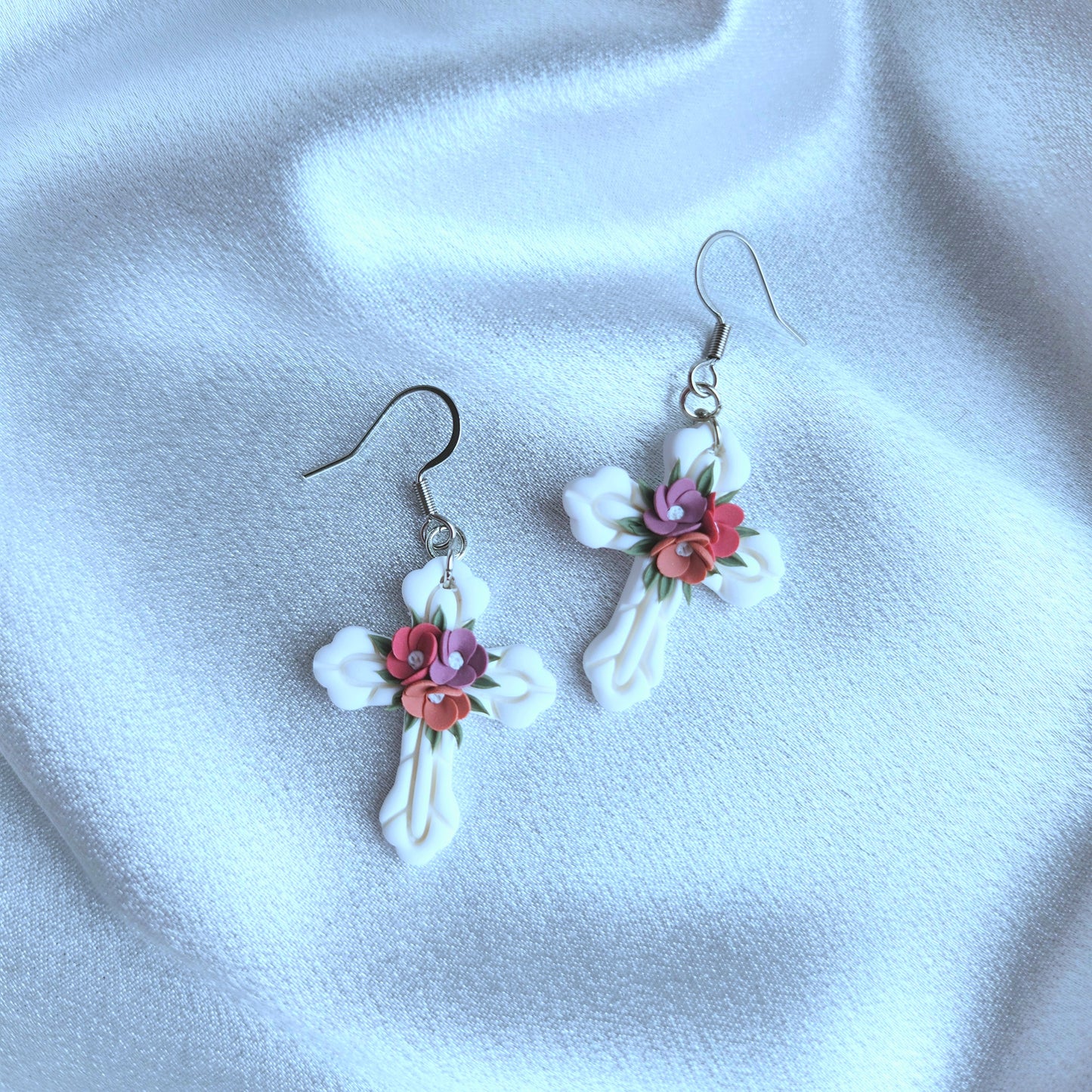 Elegant Floral Cross Earring