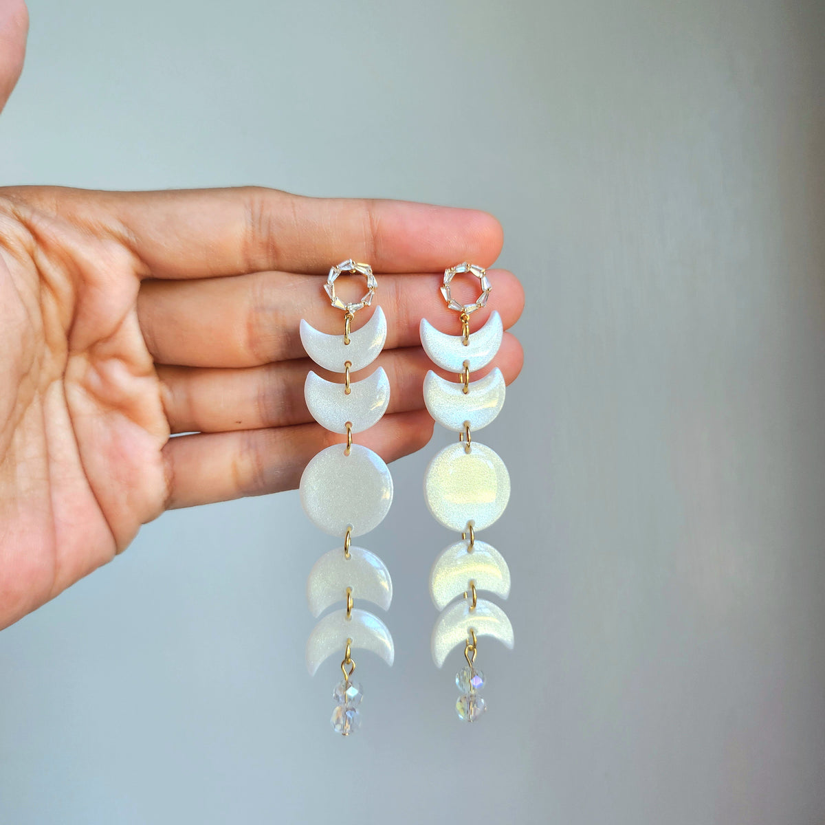 Moon Phases in Pearl White Earring