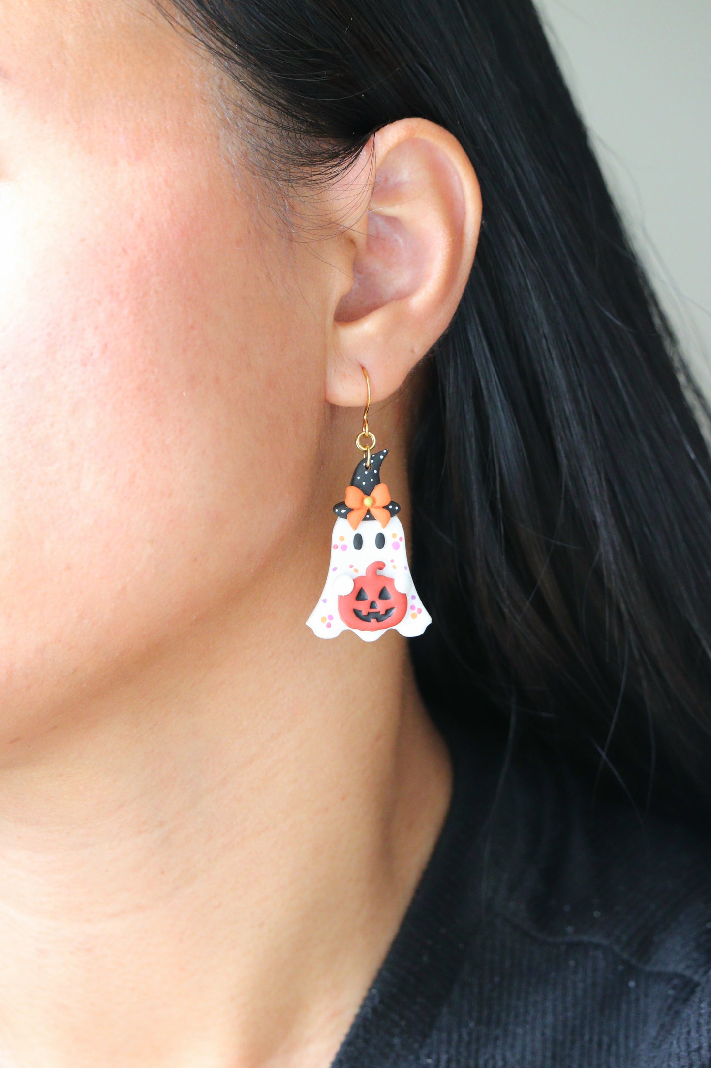 Halloween Witch Ghost with Bow Earring
