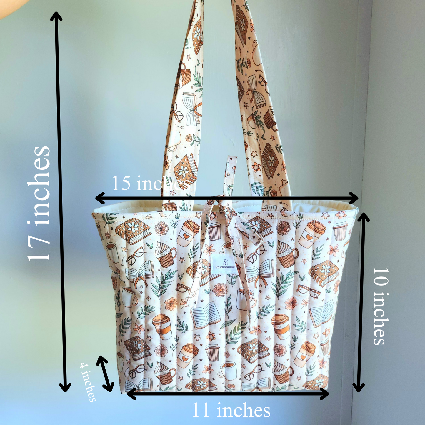 Quilted Coffee and Book Tote Bag