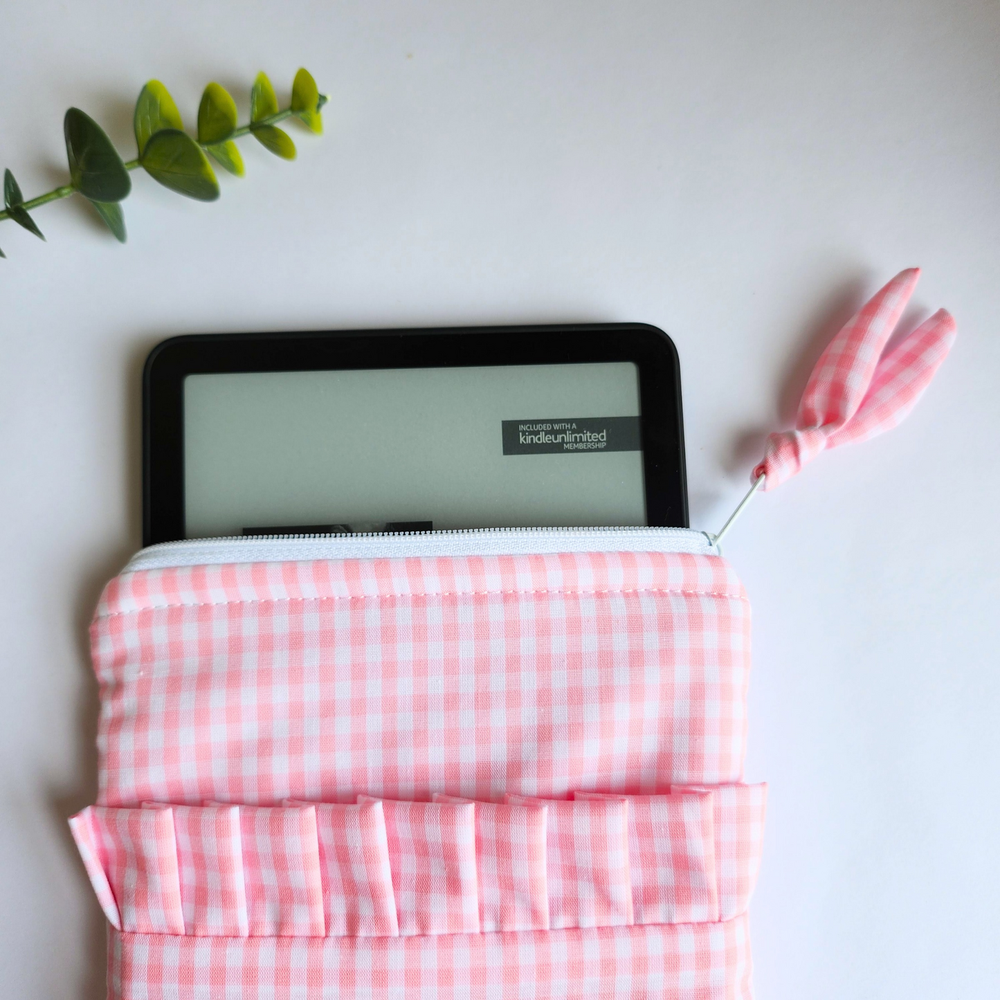 Pink Gingham Kindle Sleeve