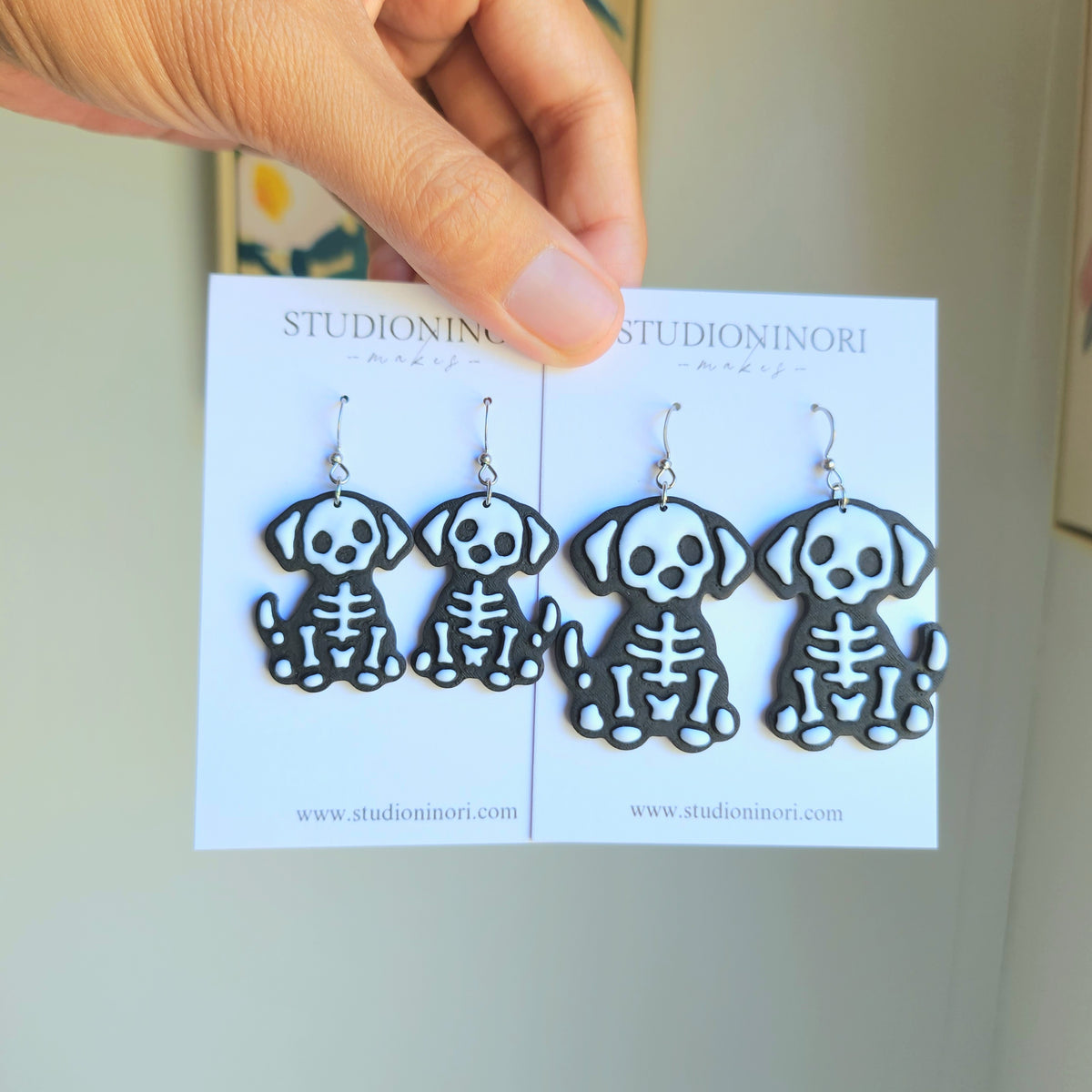 Skeleton Dog Dangle Earring