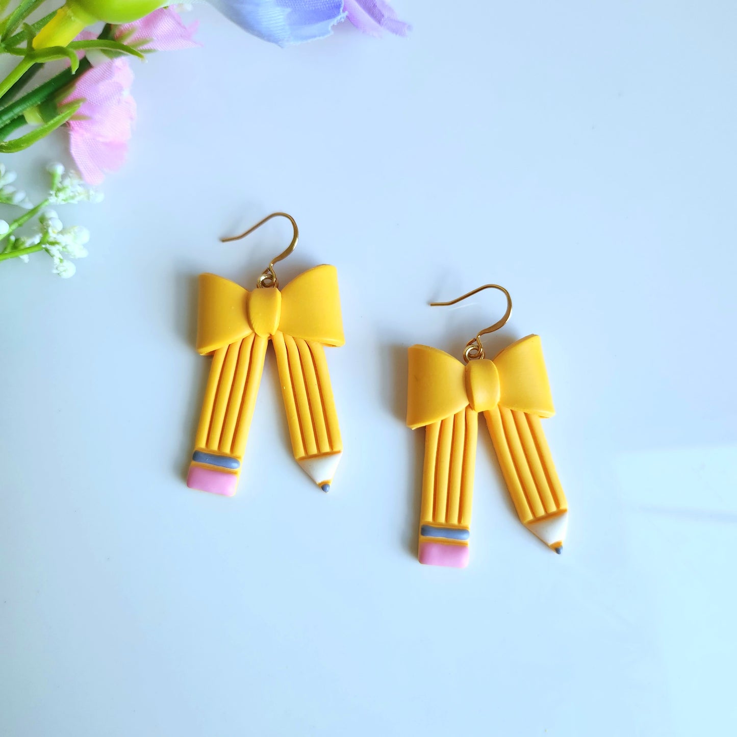 Bow Pencil Dangle Earring