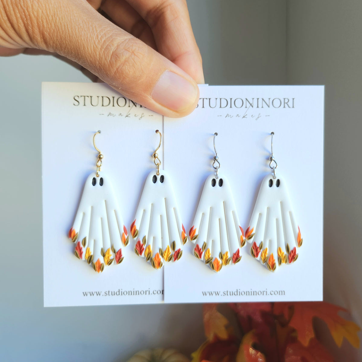 Fall Leaves Ghost Earrings