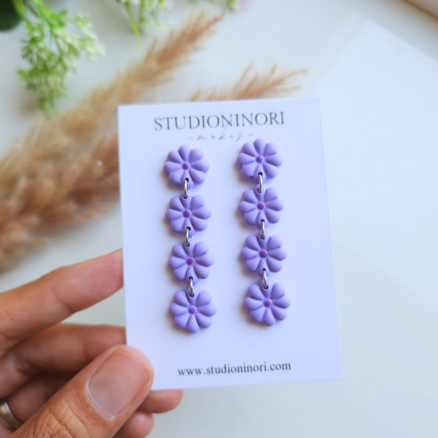Stacked Flower Drop Dangle Earrings (Multi Color)