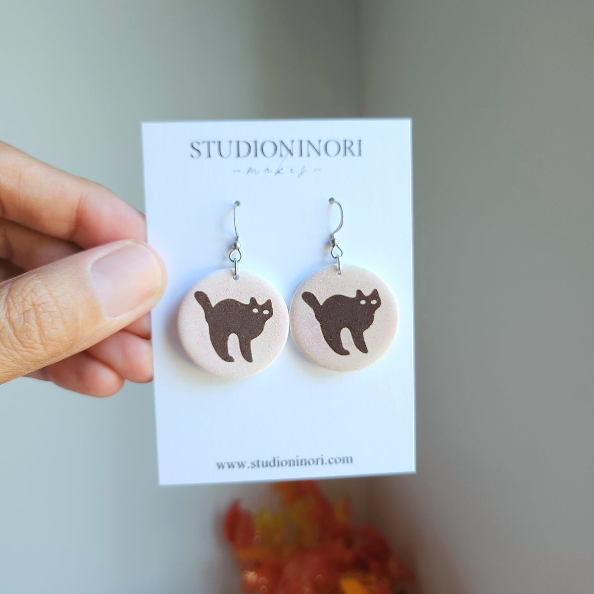 Halloween Sugar Cookie Dangle Earring (Cat)