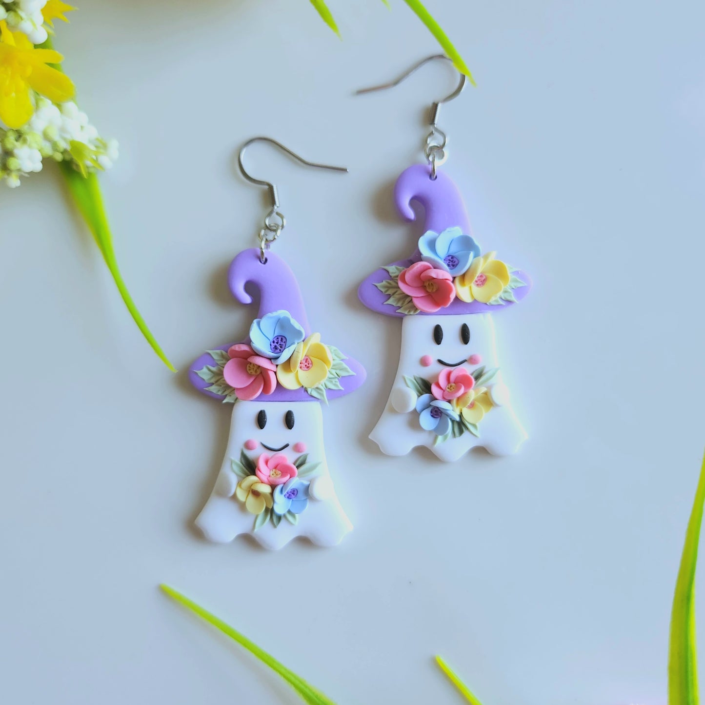 Floral Ghost Witches Dangle Earring