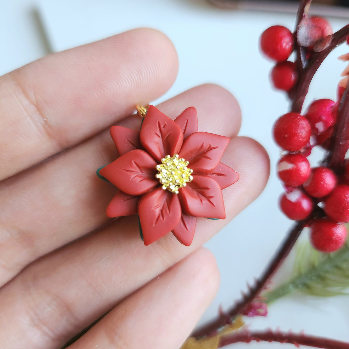 Poinsettia Dangle Earring