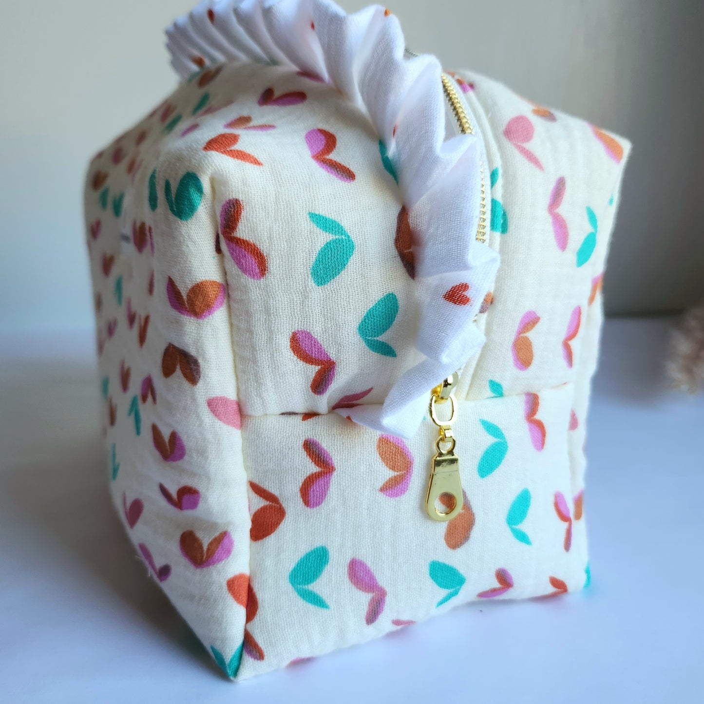 c. Yola Cosmetic Bag with Ruffle