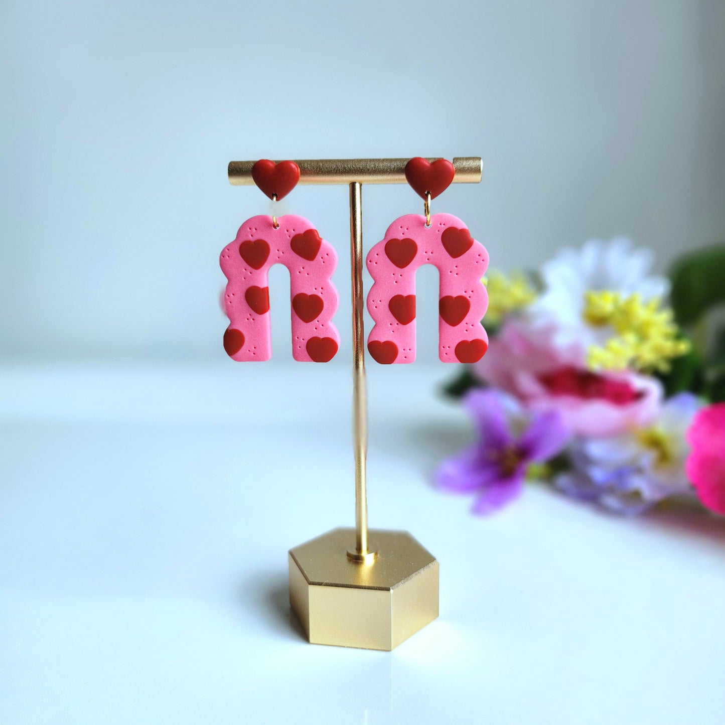 Hearts in Arch Dangle Earrings