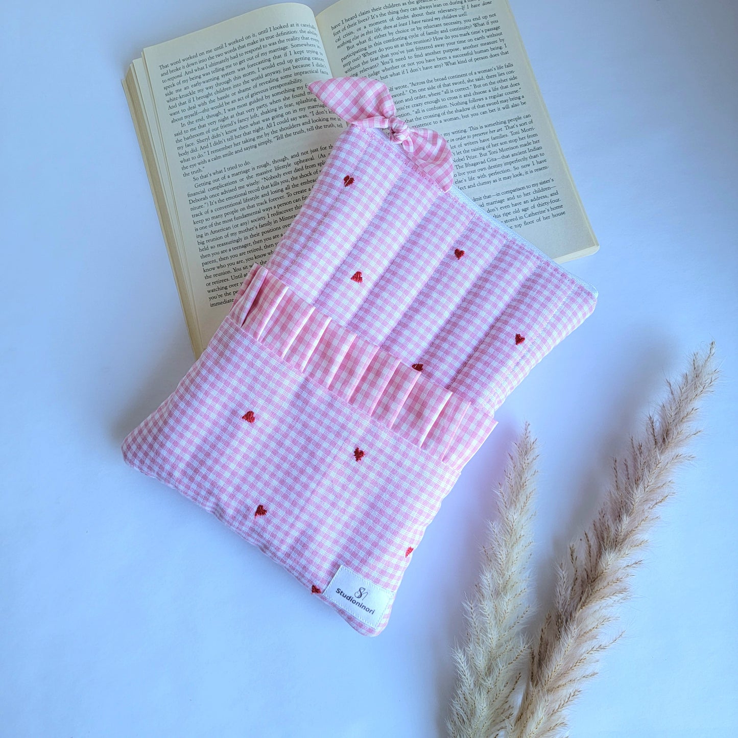 Pink Gingham with Ruffle Book Sleeve