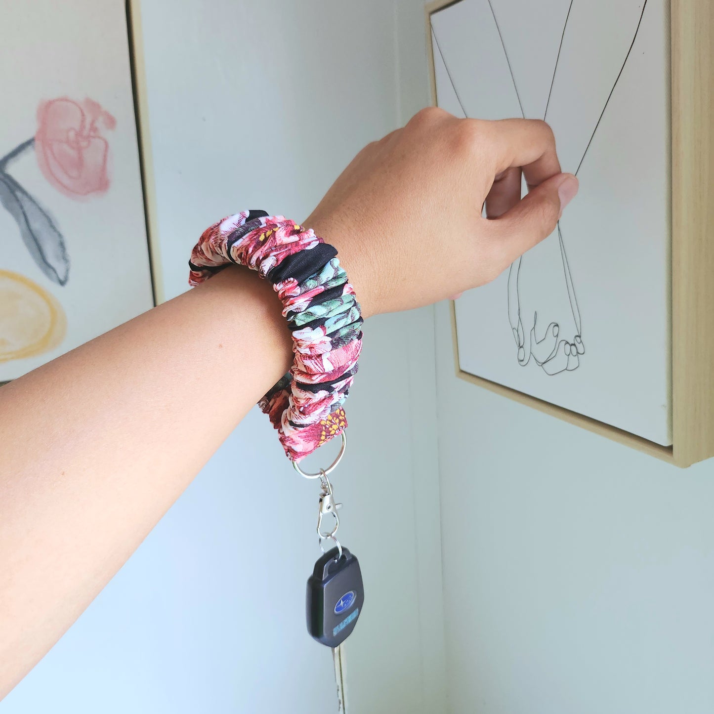 Flower Scrunchy Wristlet Keychain