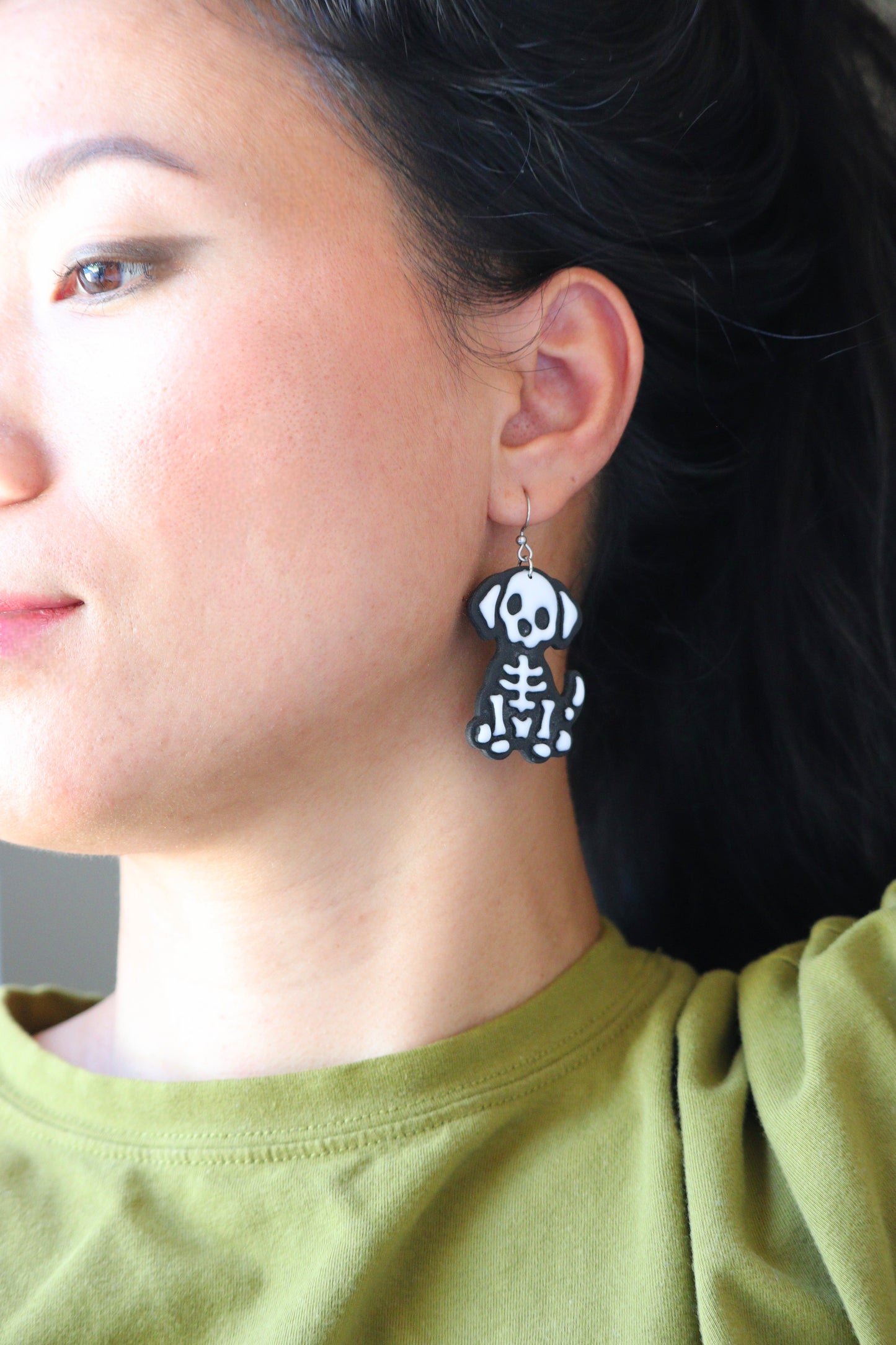 Skeleton Dog Dangle Earring