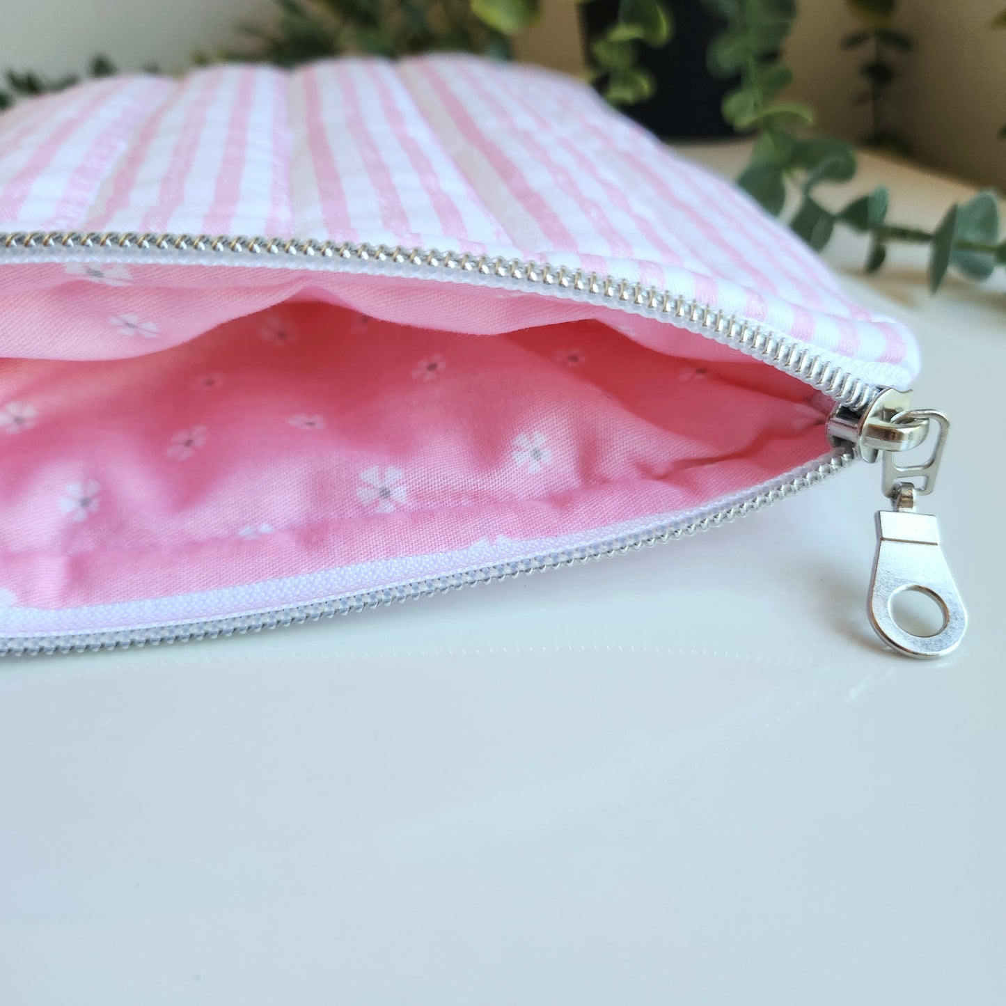 Quilted Kindle Sleeve, Pink Striped Padded E-Reader Pouch