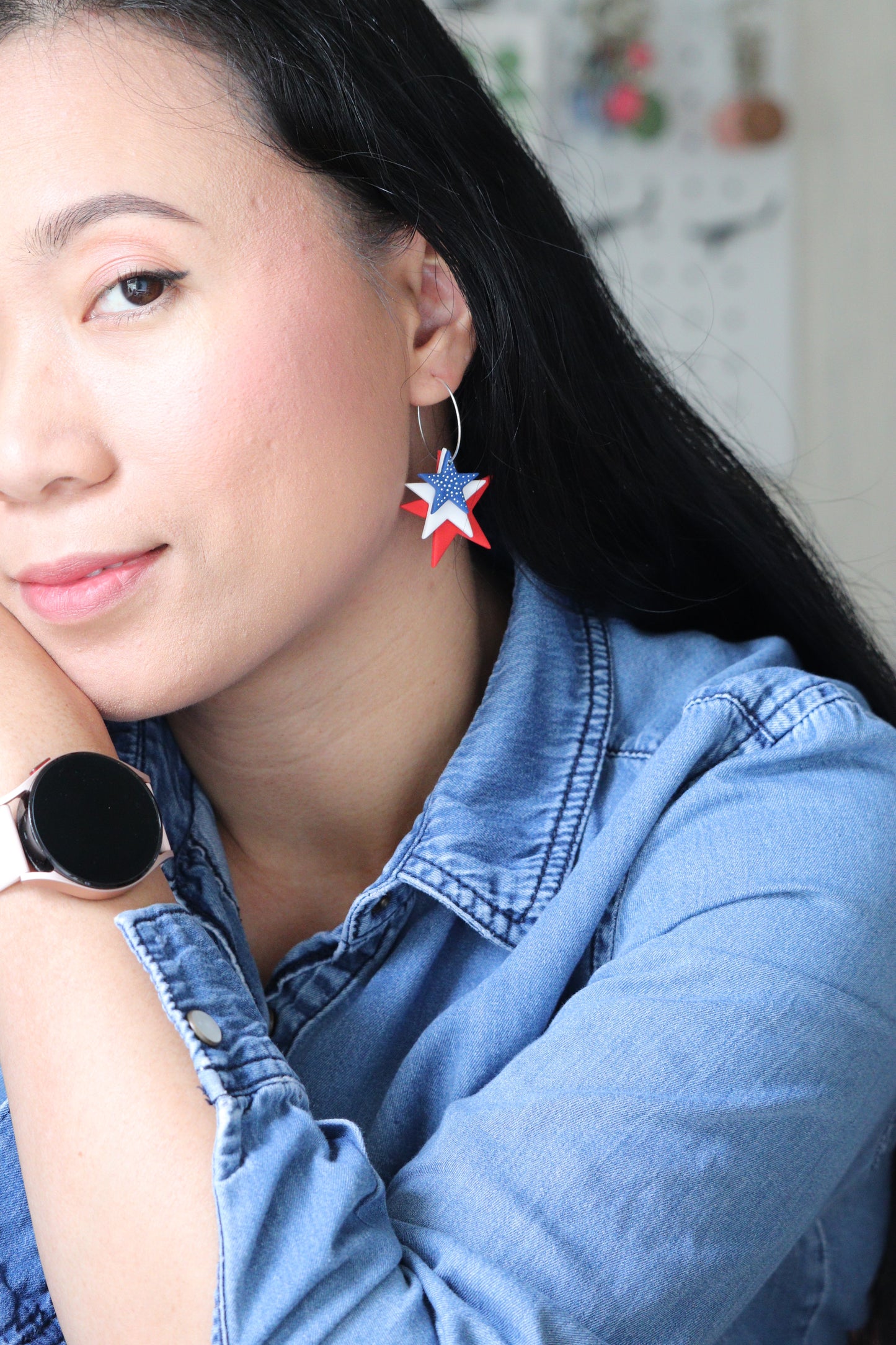Trio Star Hoop Earring