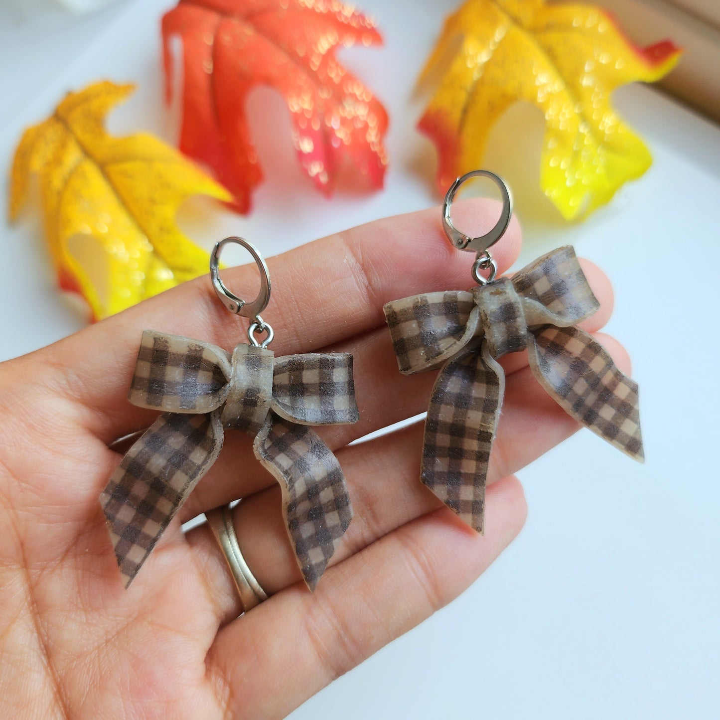 Fall Plaid Bow Earrings