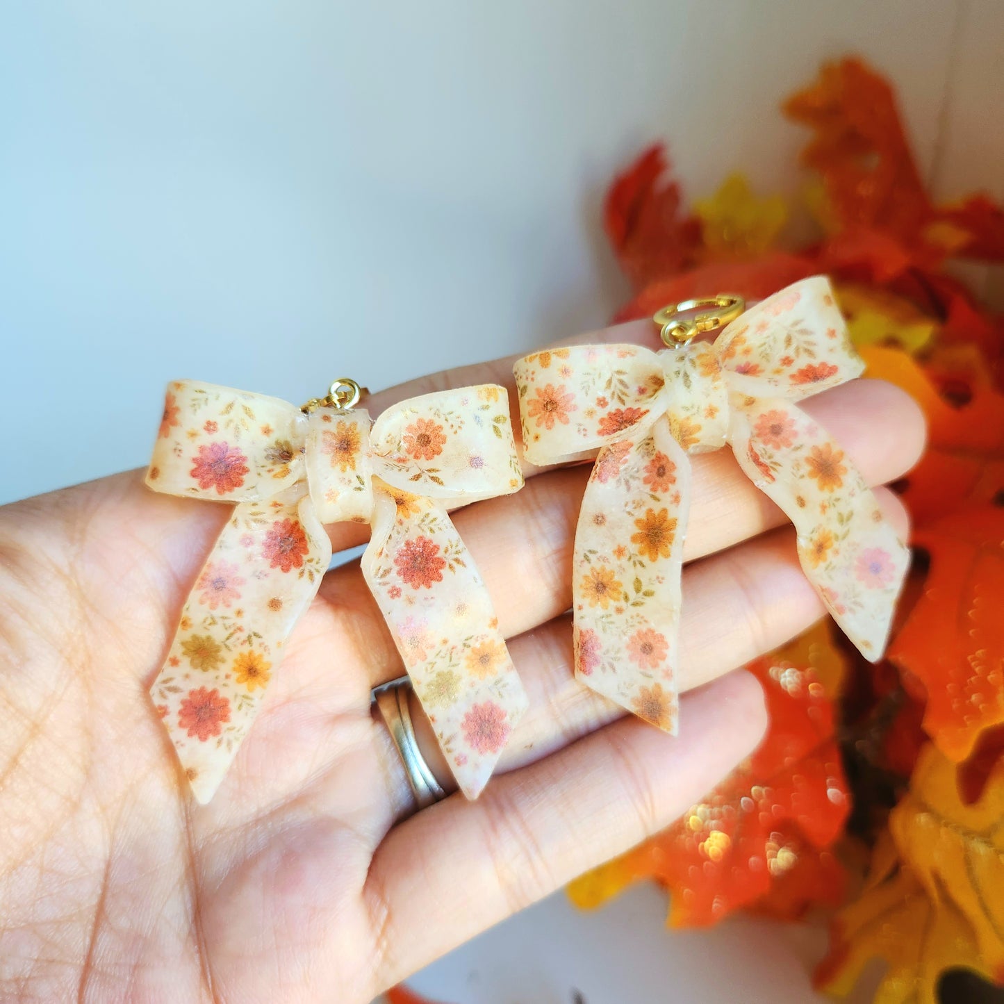Fall Floral Bow Earrings