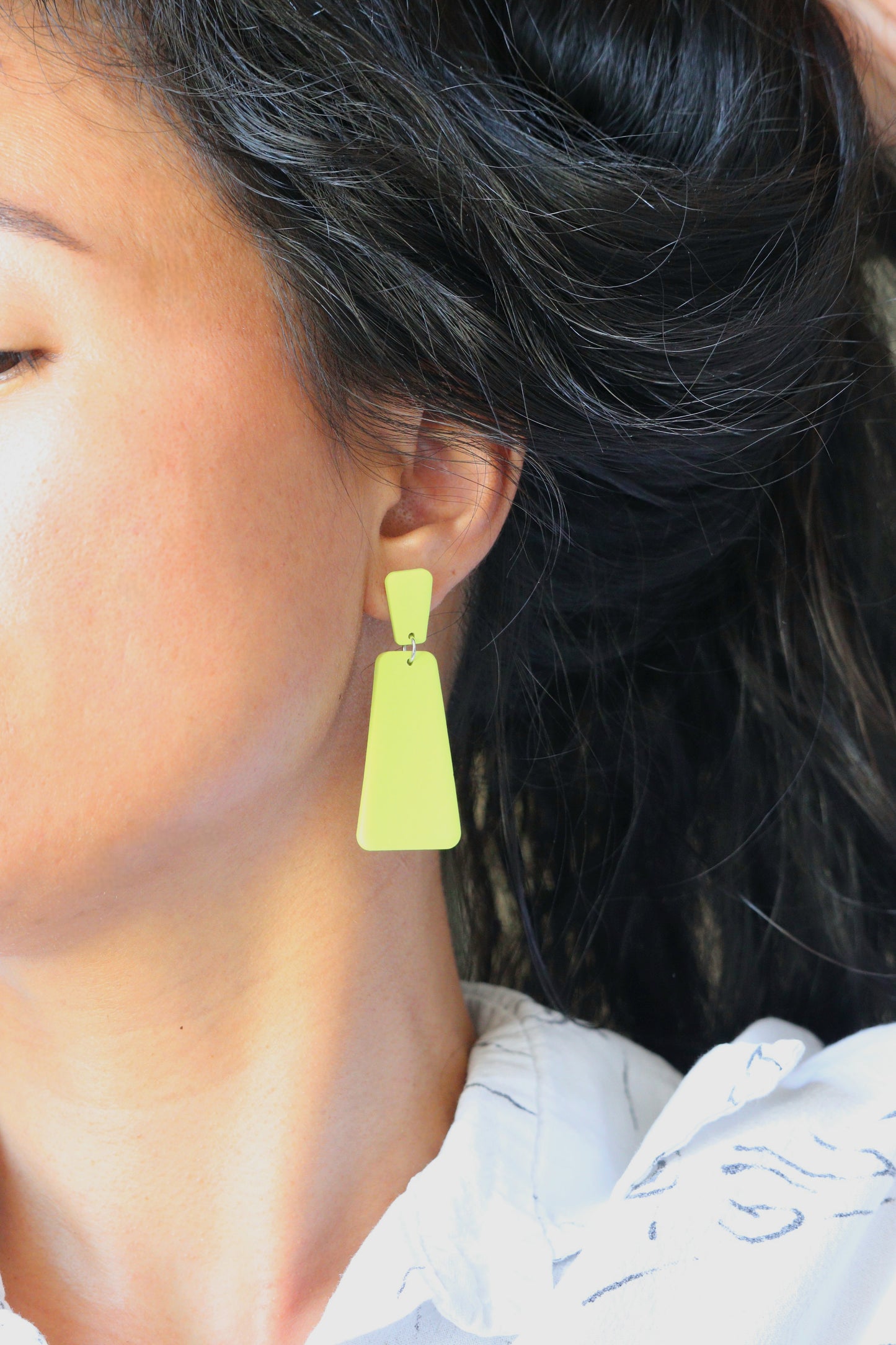 Neon Green Matte Drop Dangle Earring