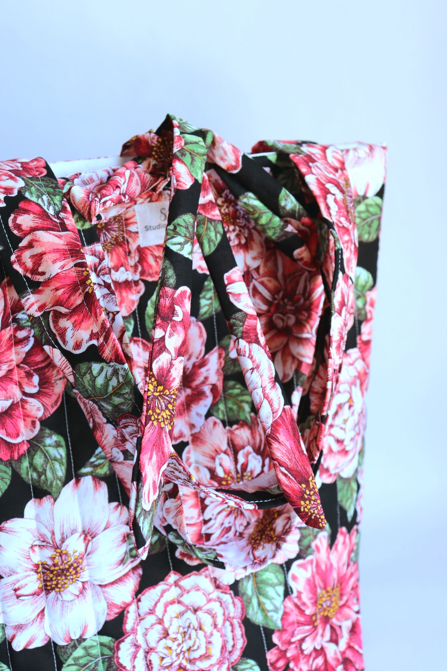Big Floral Quilted Tote Bag