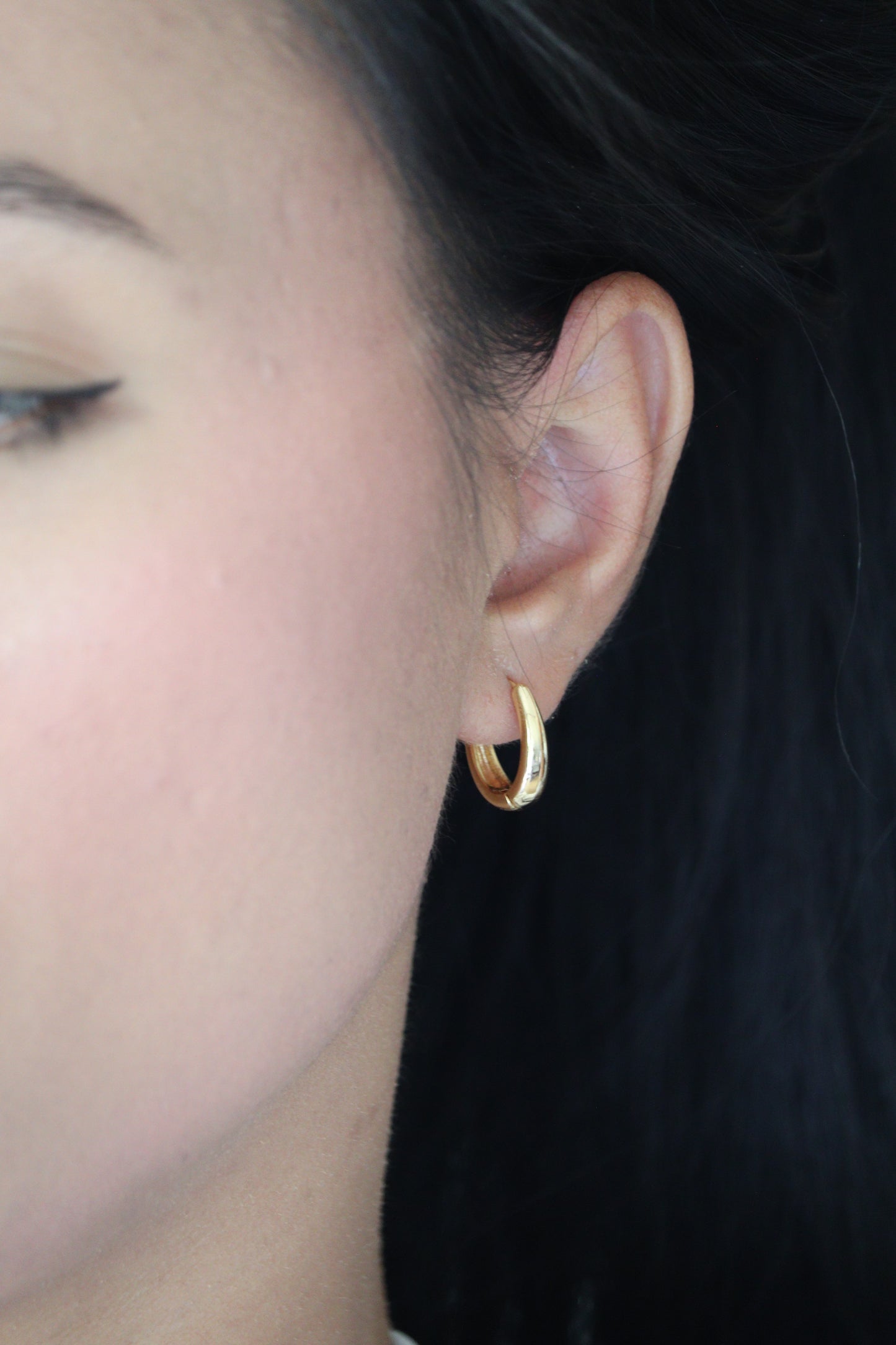 Oval Hoop Huggie Earring
