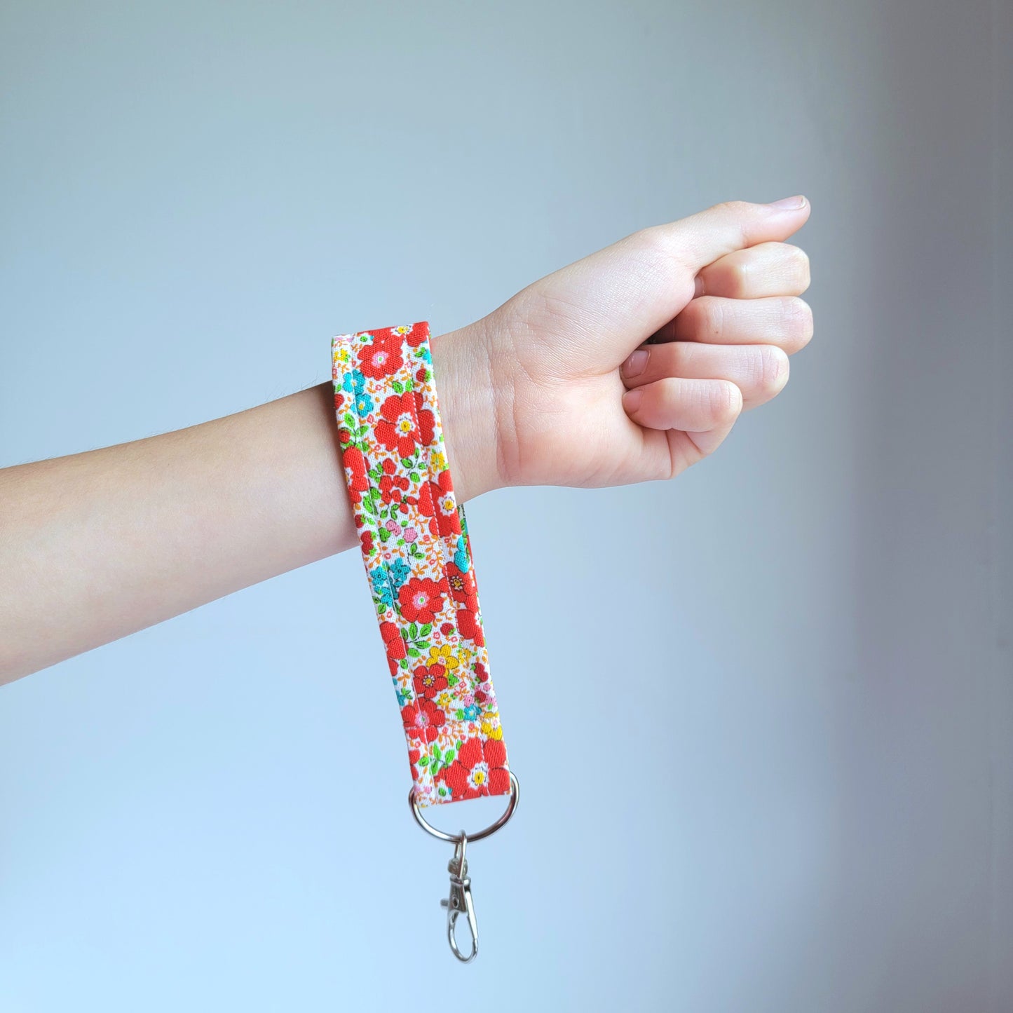 Wristlet Keychain/ Red Flowers