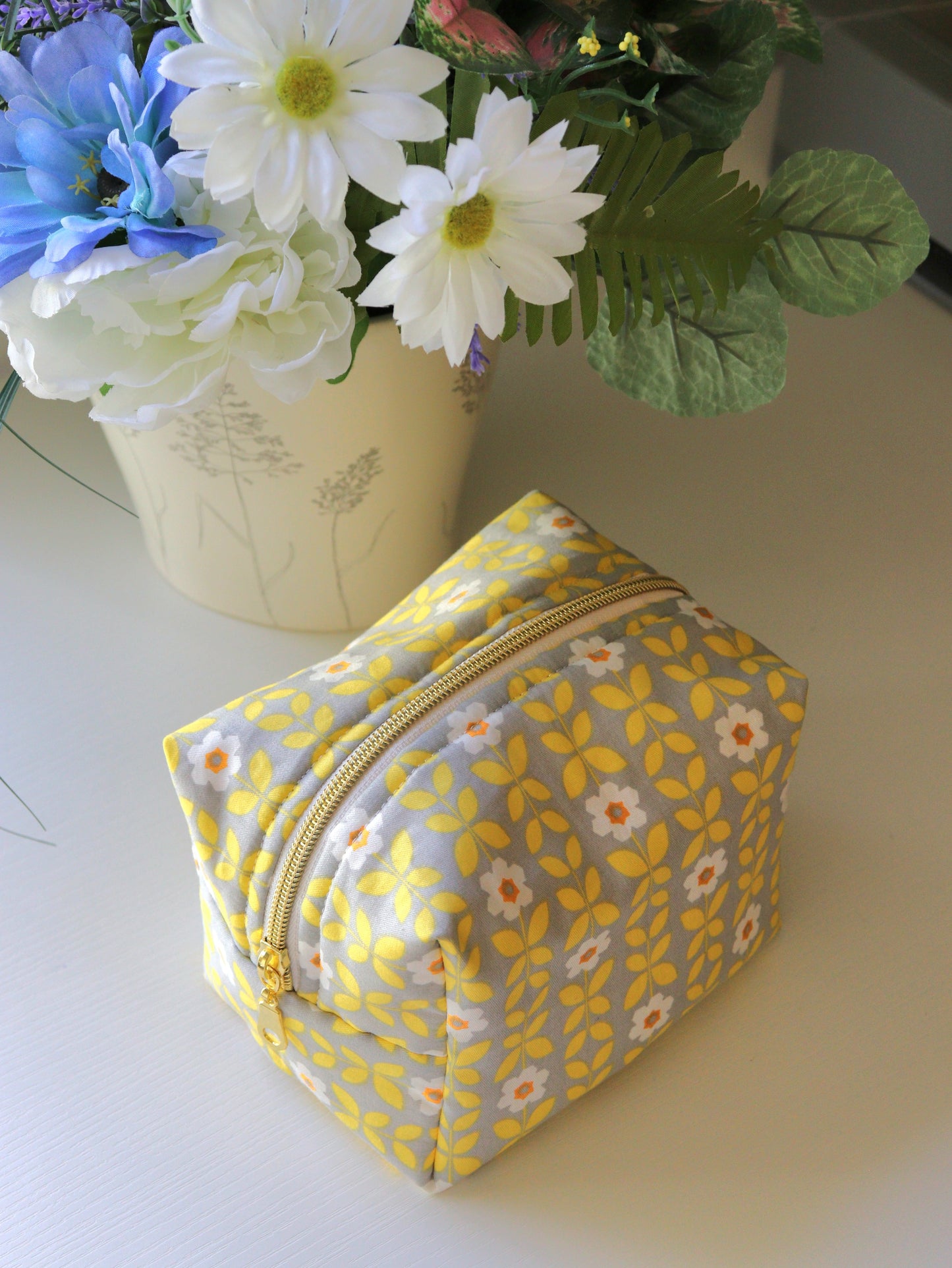 Yellow Floral Mini Cosmetic Bag