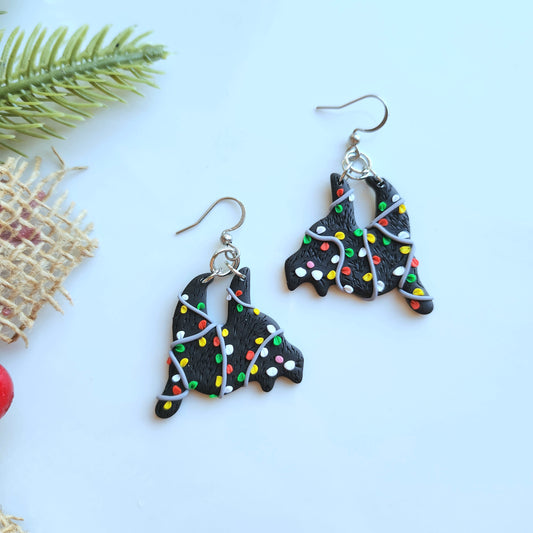 Silly Christmas Black Cat Earrings