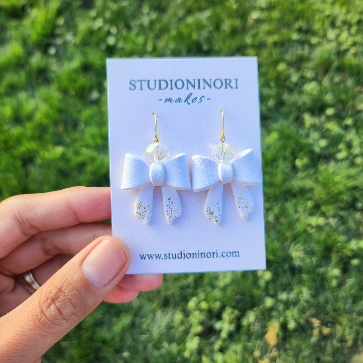White Bow Earring