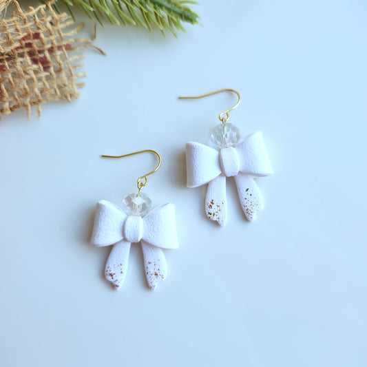 White Bow Earring