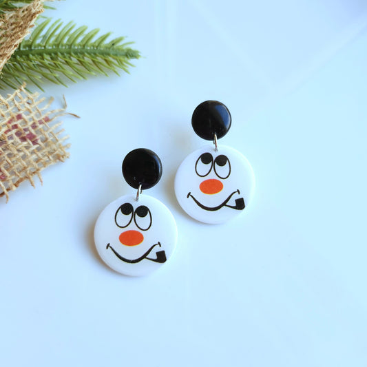 Snowman Face Stud Dangle Earring