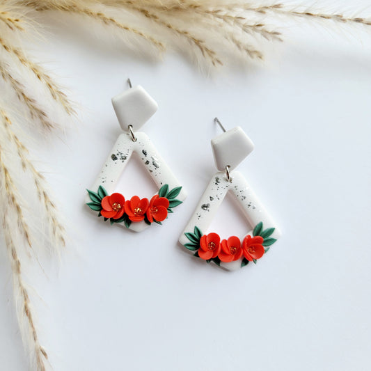 Floral Pentagon Shape Drop Earring