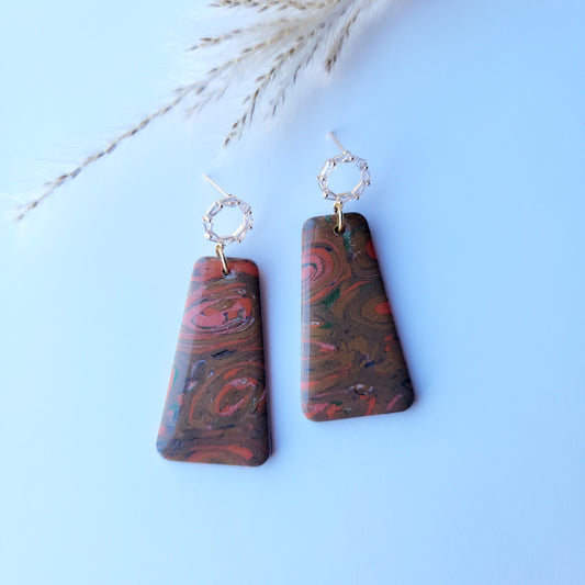 Elegant Marbled Trapezoid Earrings