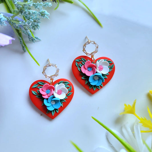 Elegant Floral Hearts Earring