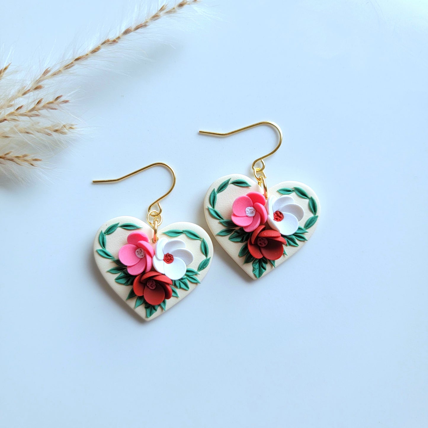 Elegant Floral Hearts Earring