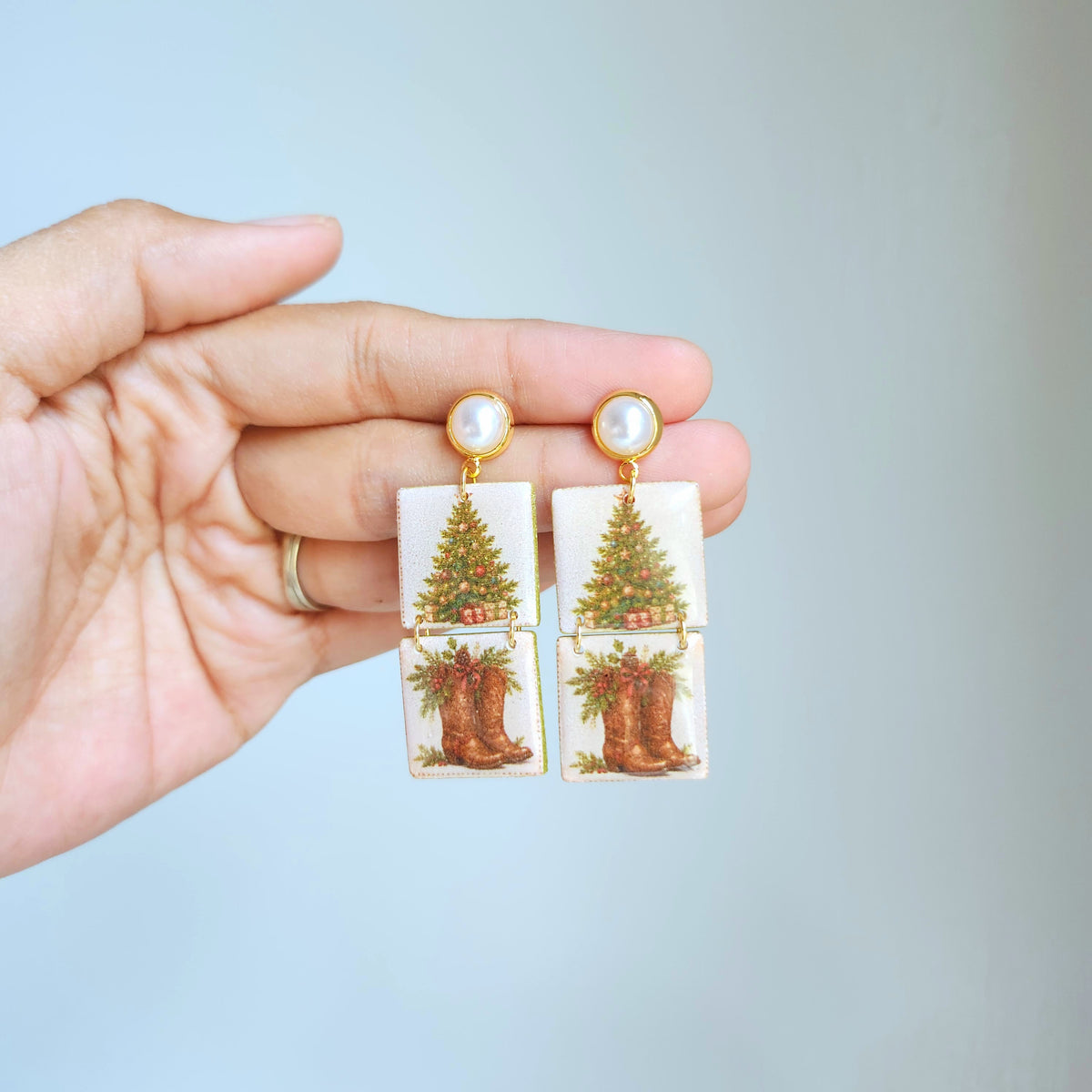 Rustic Christmas Earrings