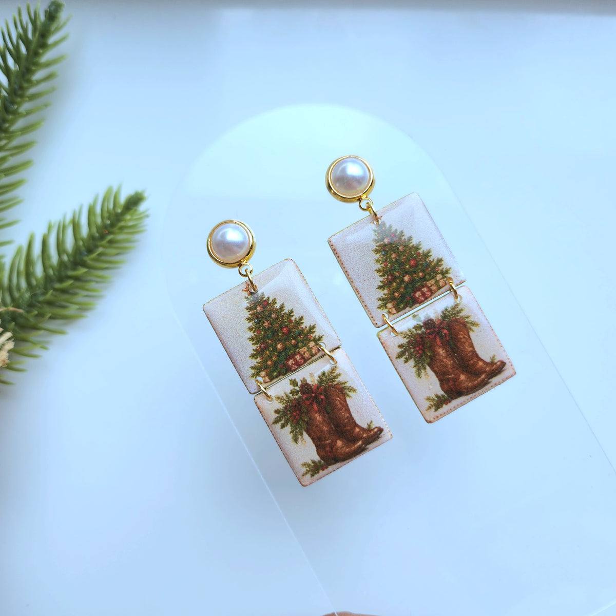 Rustic Christmas Earrings