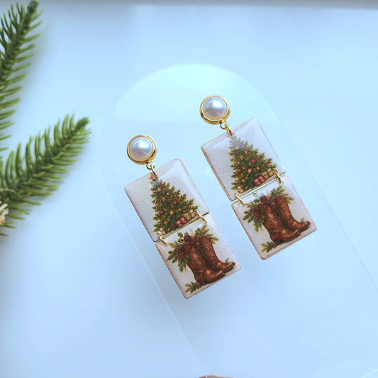 Rustic Christmas Earrings