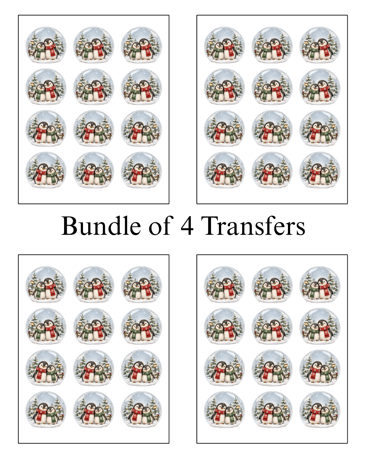 Transfer Paper (Snow Globe) Cuddly Penguins