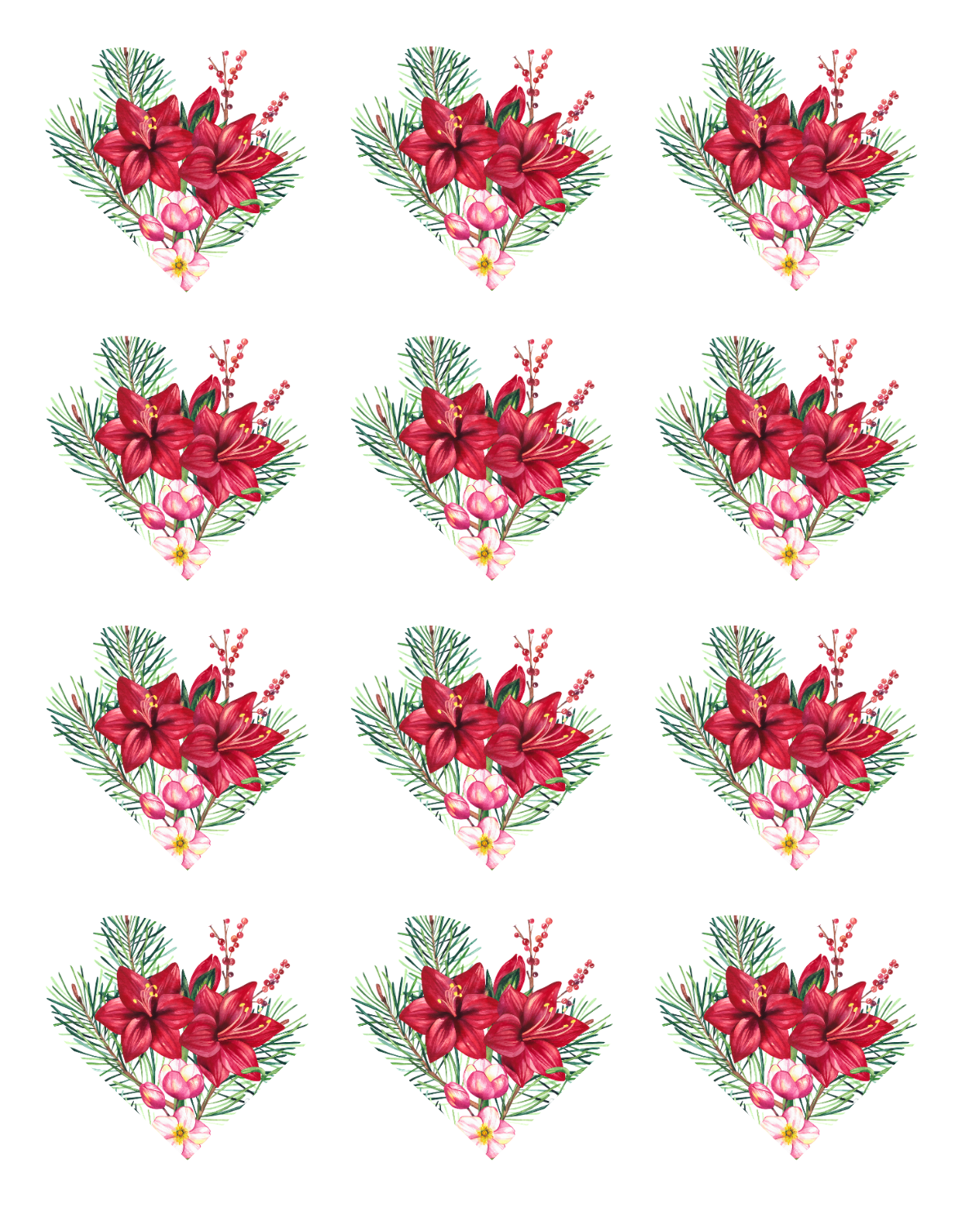 Transfer Paper (Christmas Heart) Floral #1