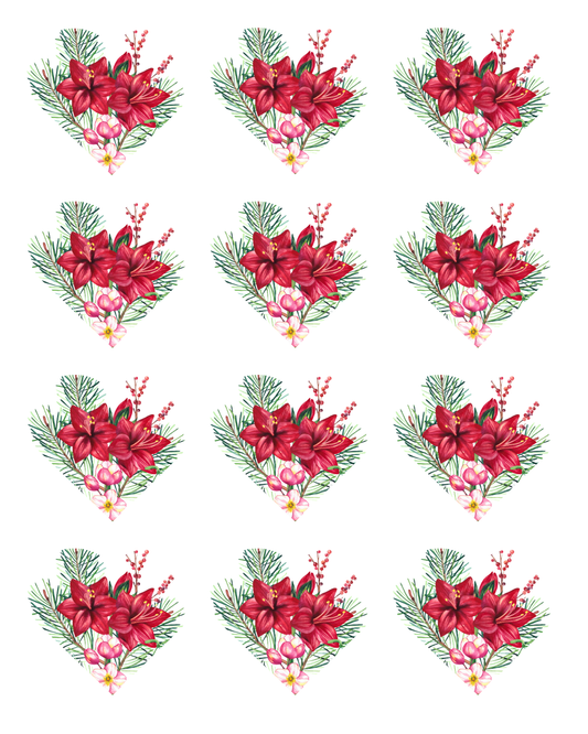 Transfer Paper (Christmas Heart) Floral #1