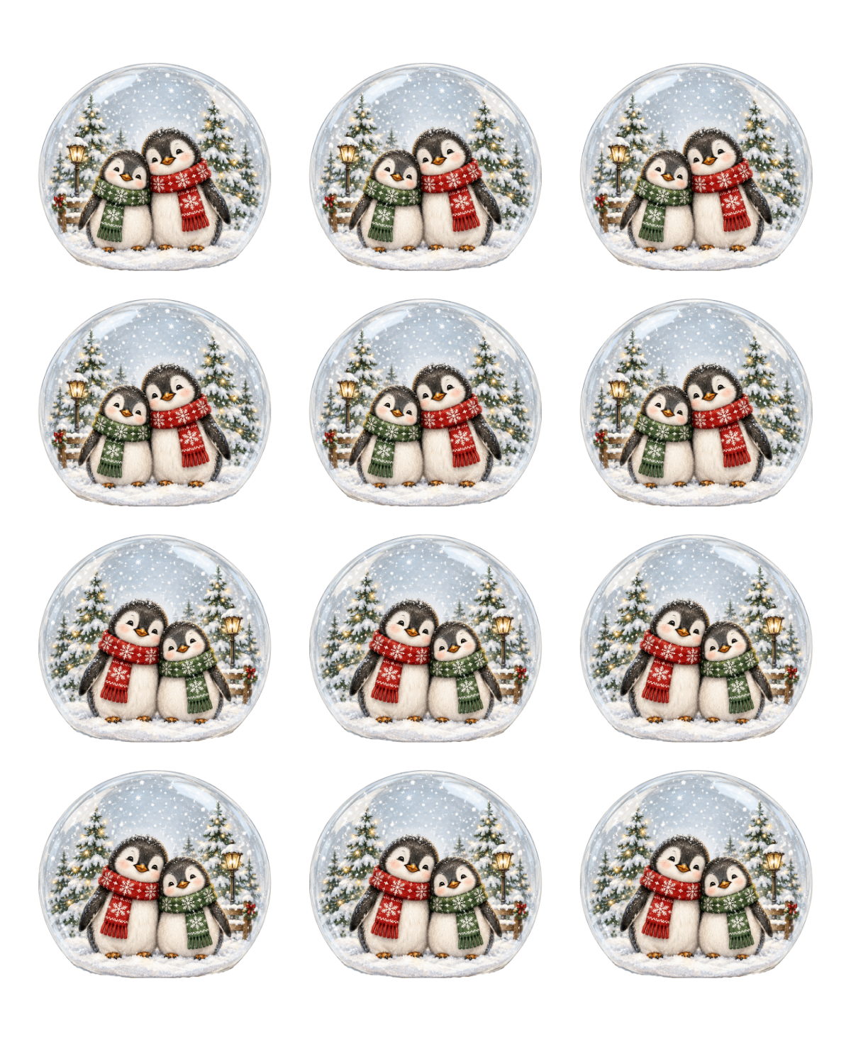 Transfer Paper (Snow Globe) Cuddly Penguins