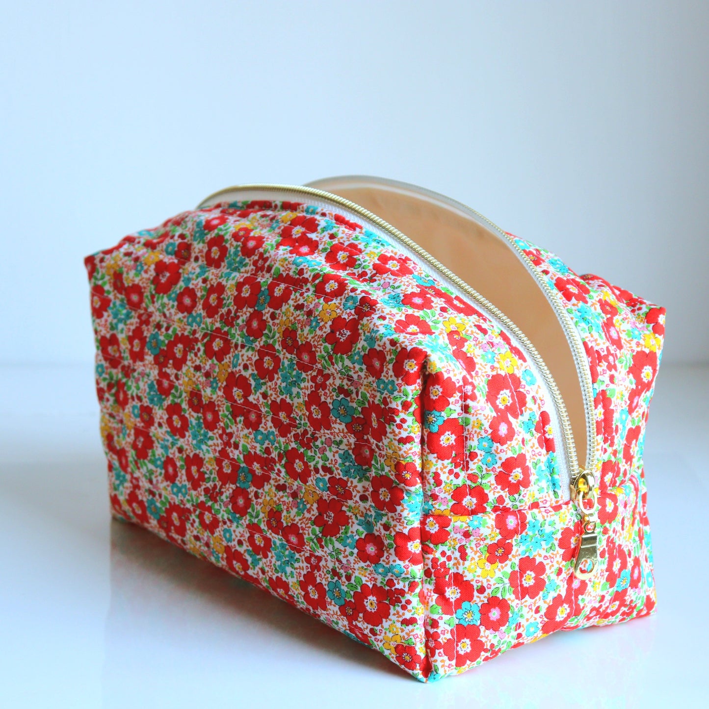 Red Floral Cosmetic Bag