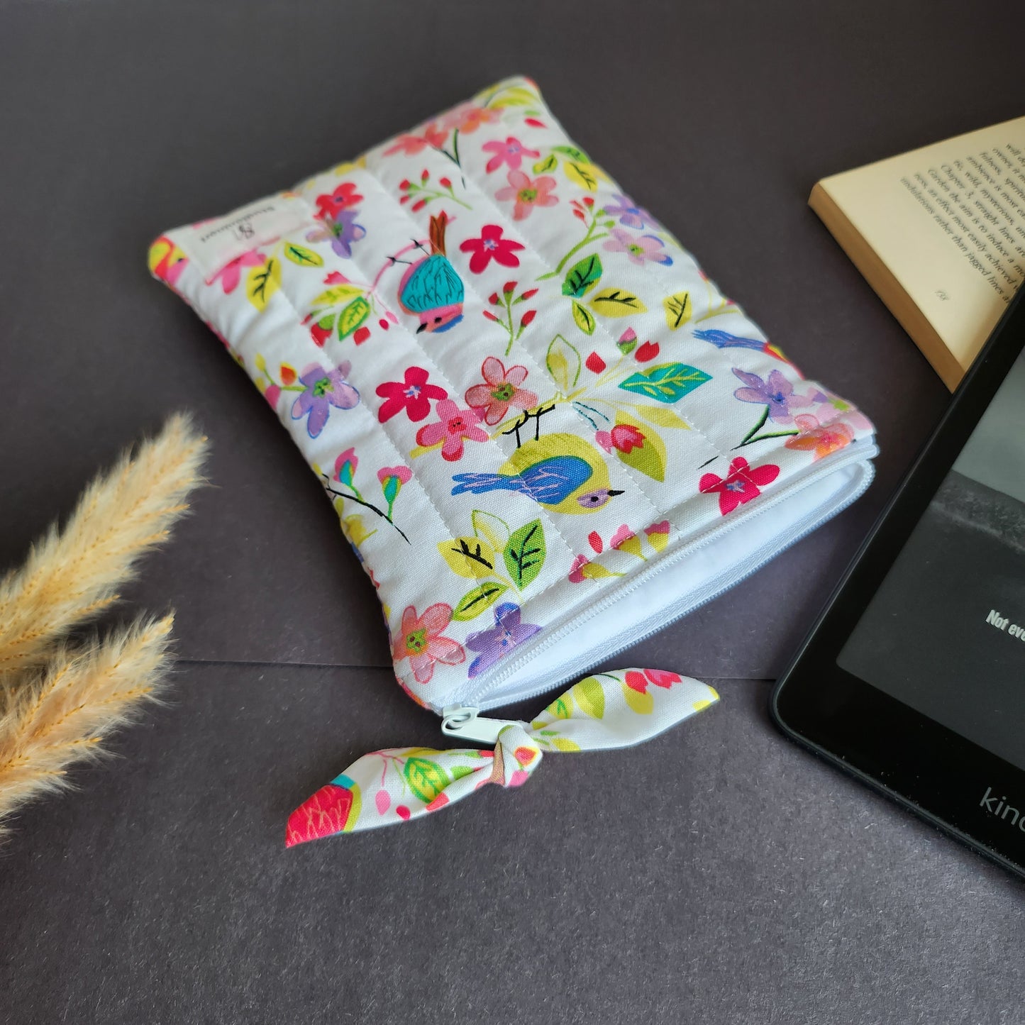Quilted Flower and Bird Kindle Sleeve