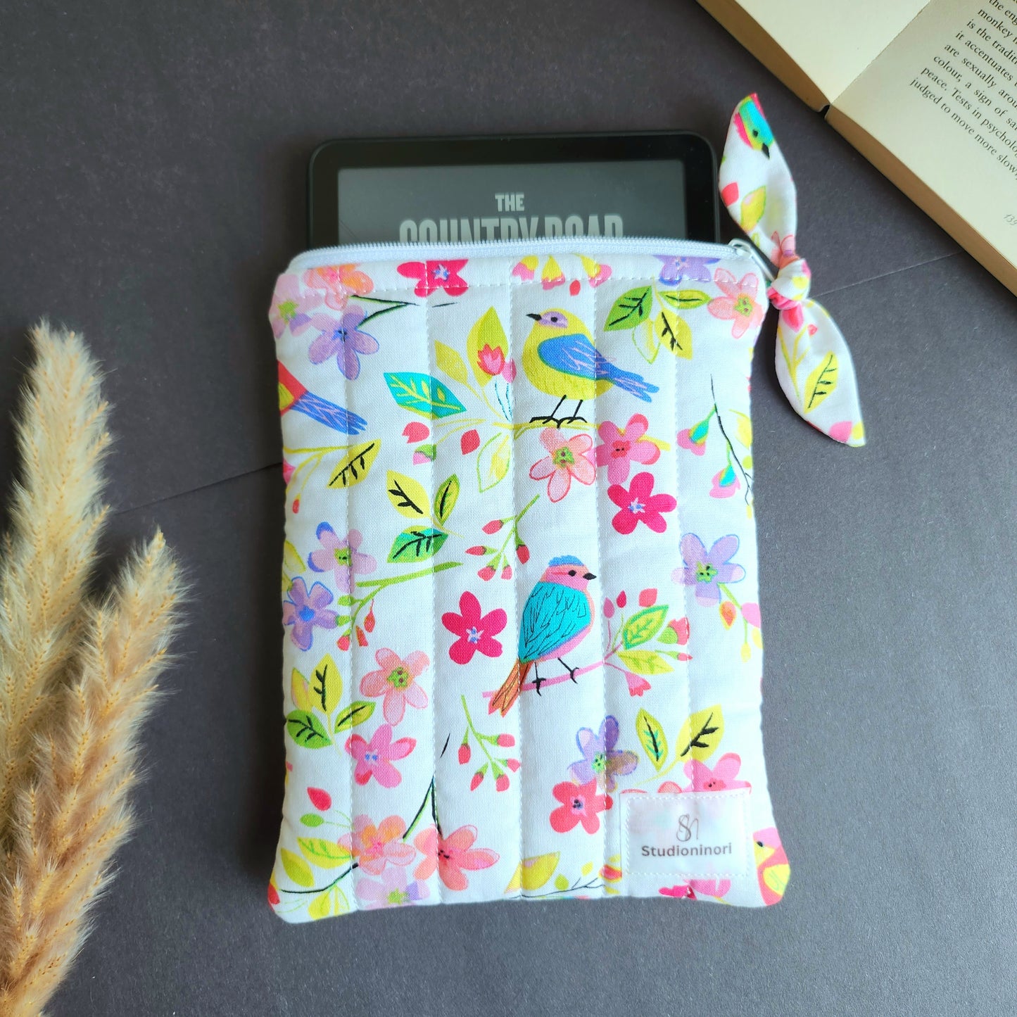 Quilted Flower and Bird Kindle Sleeve
