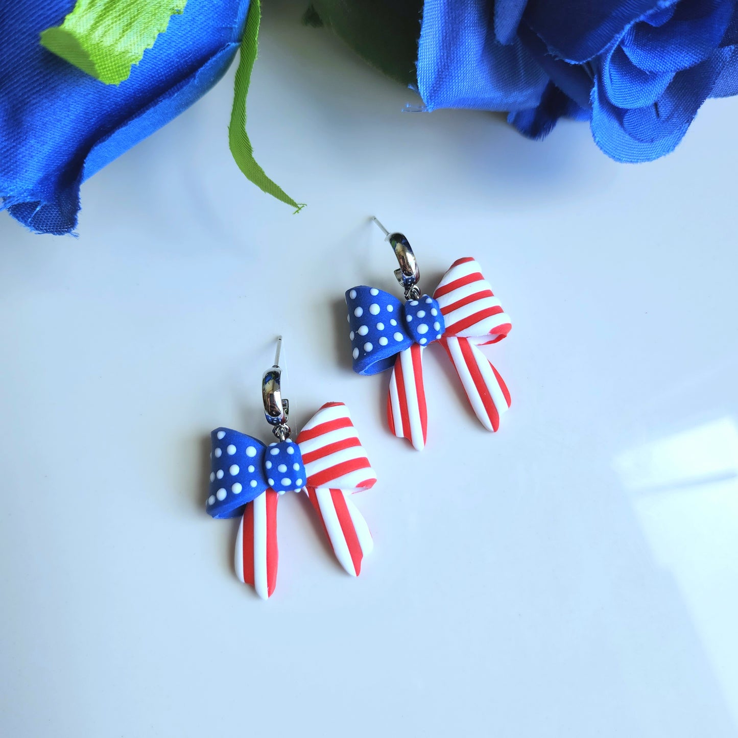 Patriotic Bow Earring
