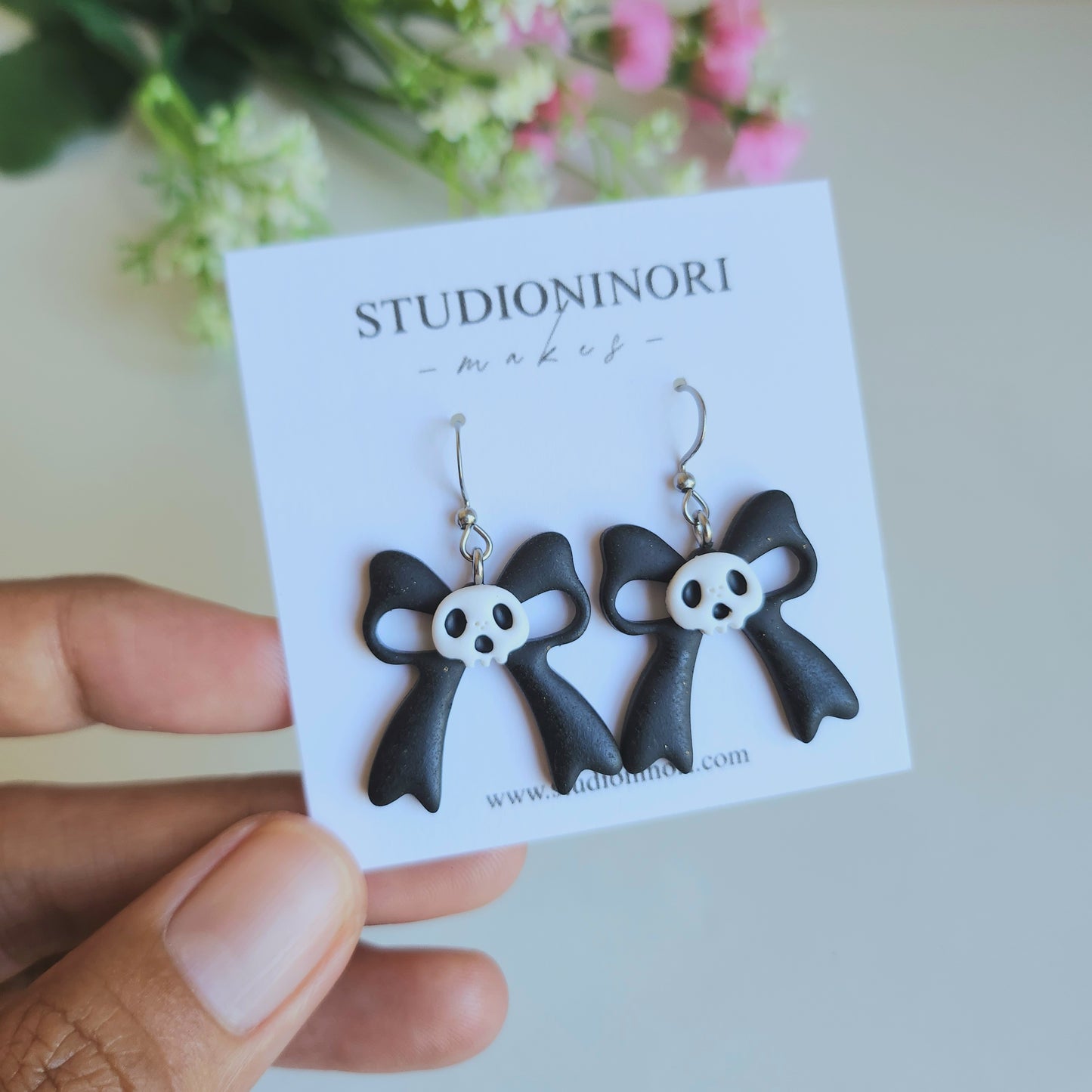 Skeleton Bow Dangle Earrings