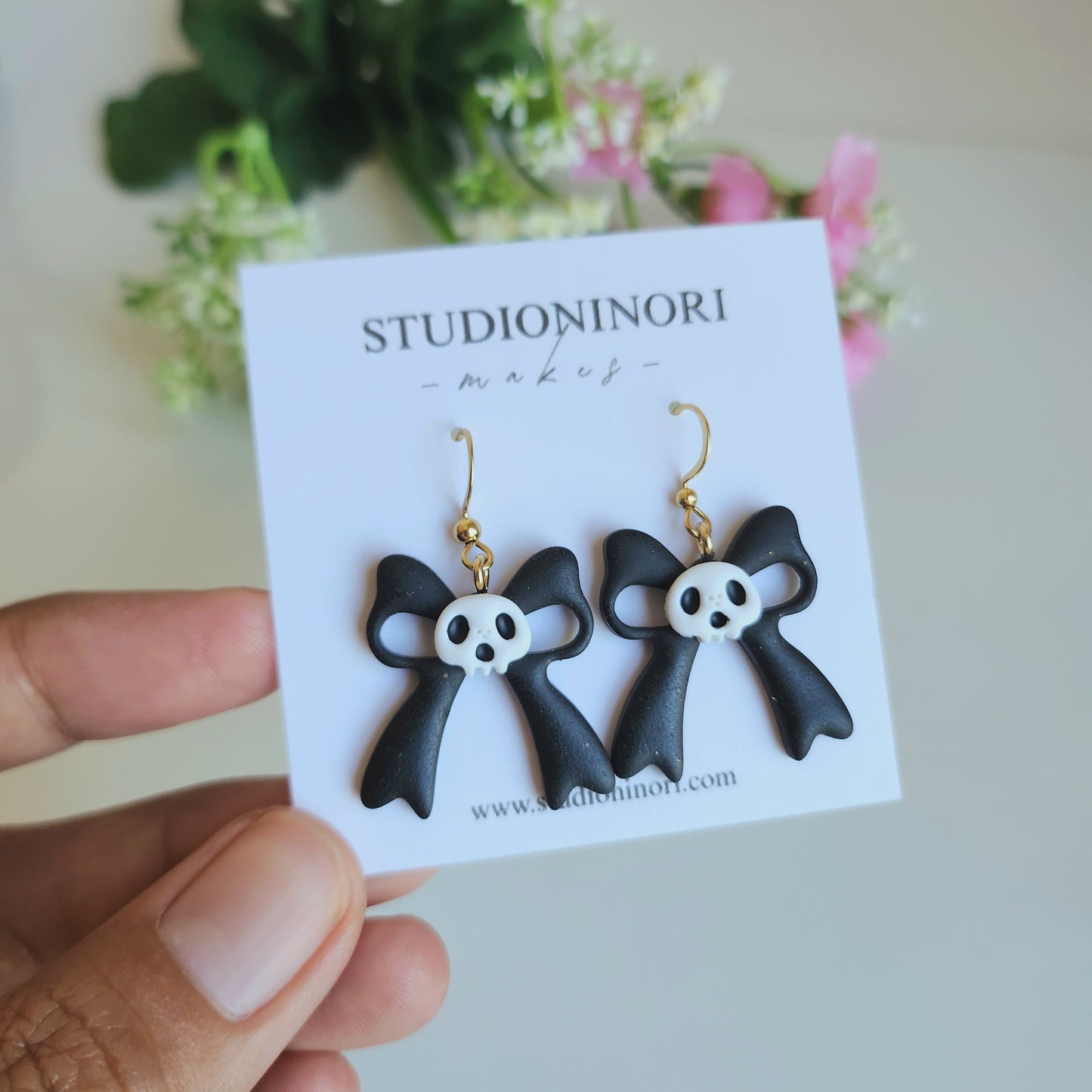 Skeleton Bow Dangle Earrings