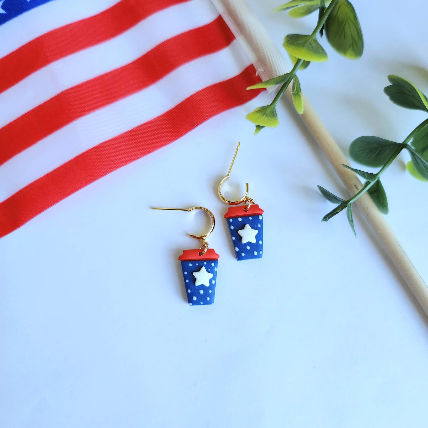 Patriotic Coffee Cup Earrings