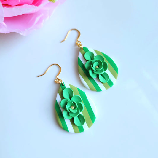Floral Stripes Dangle Earring